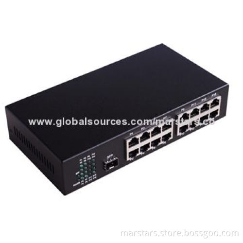 Fiber switch with 1 x SFP slot + 16 x UTP port, RJ45